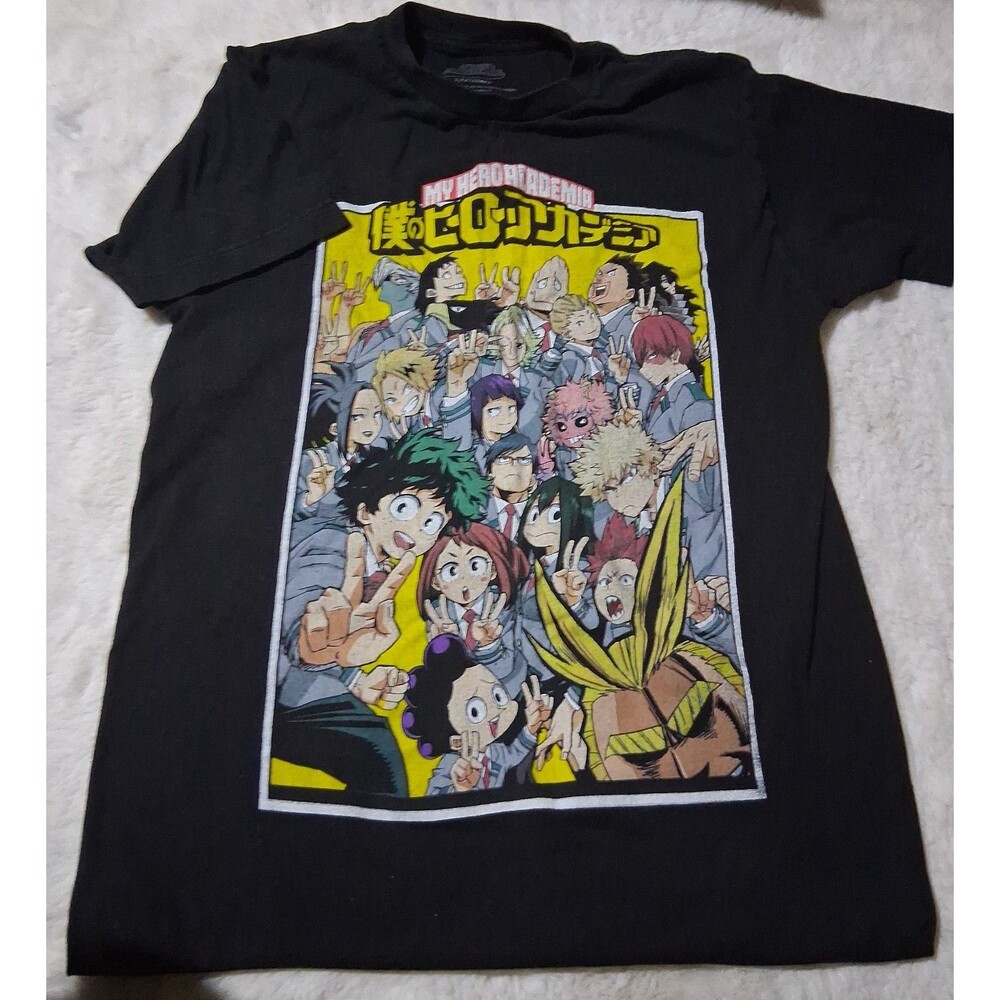 My Hero Academia Anime T-Shirt Black Graphic Tee sz med